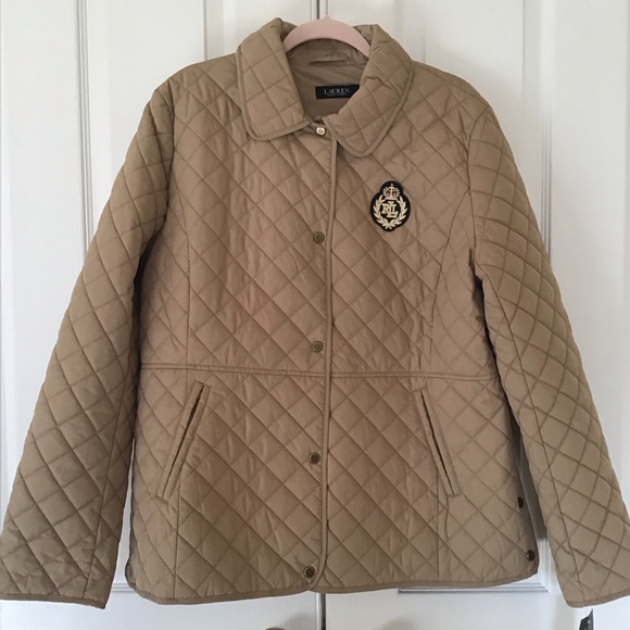 Ralph Lauren quilted crested logo jacket tan XL - Picture 2 of 9